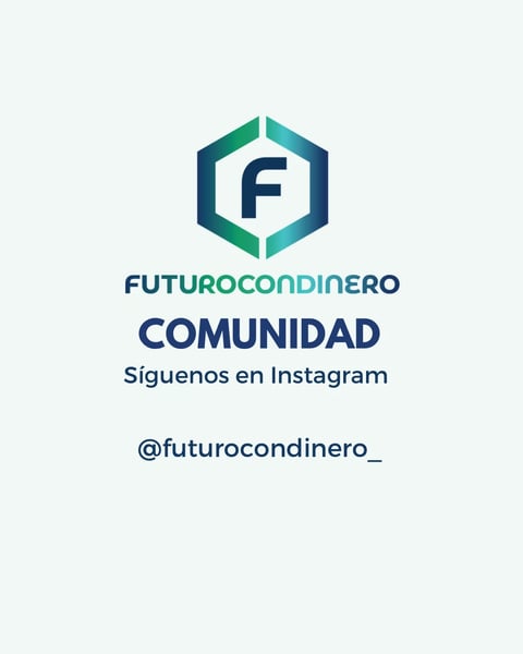 Futuro Condinero community logo with hexagonal F symbol and Instagram handle @futurocondinero_